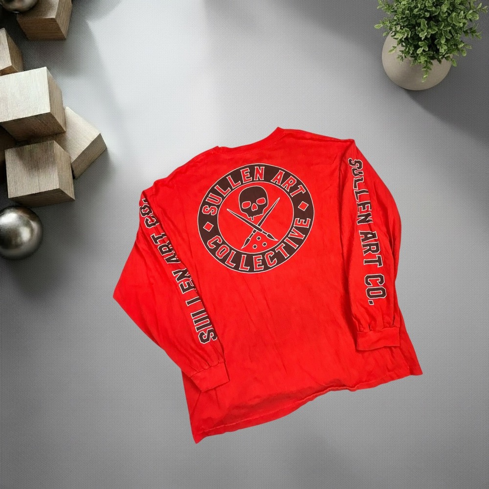 Sullen Art Collective Long Sleeve Shirt Mens 2XL Red‎ Skater Biker Y2K Graphic